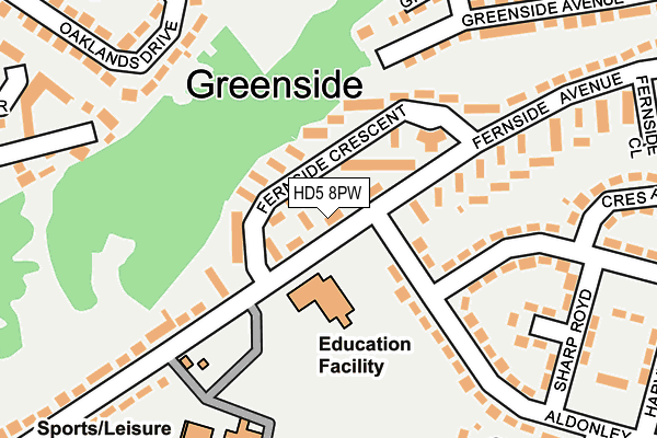 HD5 8PW map - OS OpenMap – Local (Ordnance Survey)