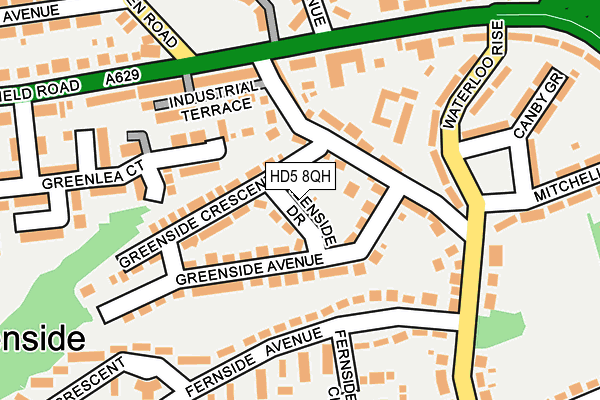 HD5 8QH map - OS OpenMap – Local (Ordnance Survey)