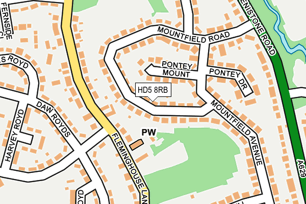 HD5 8RB map - OS OpenMap – Local (Ordnance Survey)