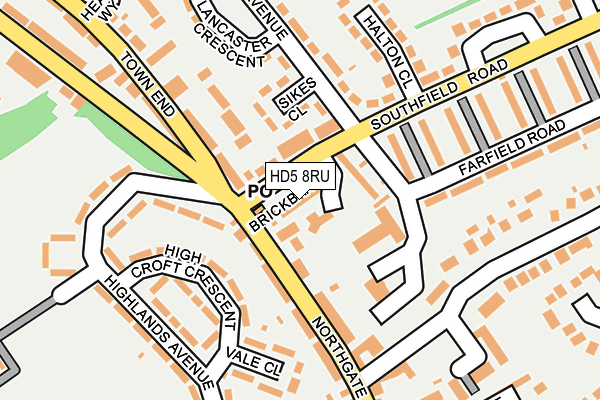 HD5 8RU map - OS OpenMap – Local (Ordnance Survey)