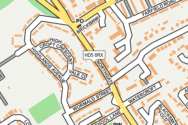 HD5 8RX map - OS OpenMap – Local (Ordnance Survey)