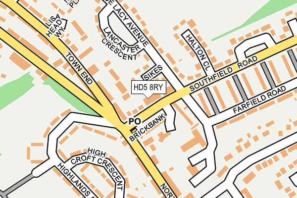 HD5 8RY map - OS OpenMap – Local (Ordnance Survey)