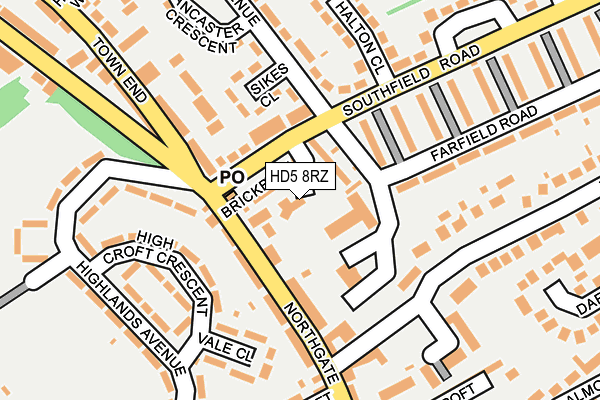 HD5 8RZ map - OS OpenMap – Local (Ordnance Survey)