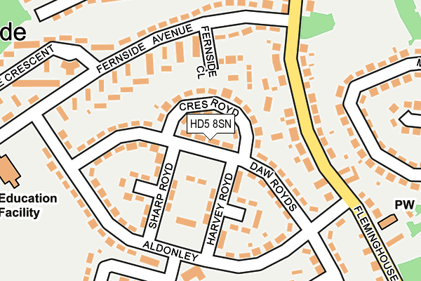 HD5 8SN map - OS OpenMap – Local (Ordnance Survey)
