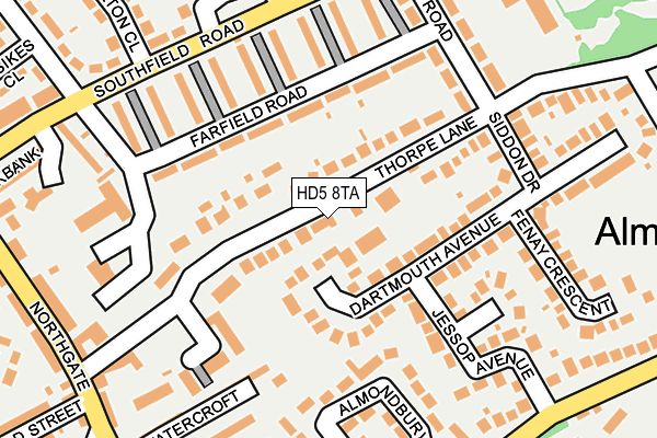 HD5 8TA map - OS OpenMap – Local (Ordnance Survey)