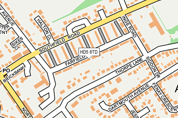 HD5 8TD map - OS OpenMap – Local (Ordnance Survey)