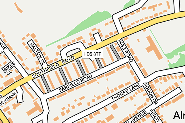 HD5 8TF map - OS OpenMap – Local (Ordnance Survey)