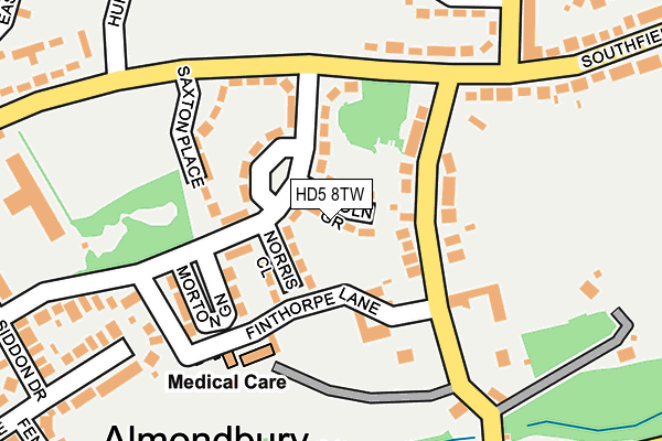 HD5 8TW map - OS OpenMap – Local (Ordnance Survey)