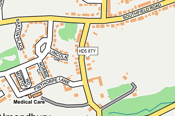 HD5 8TY map - OS OpenMap – Local (Ordnance Survey)