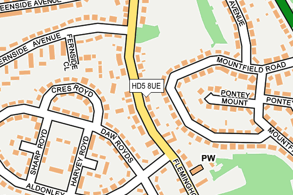 HD5 8UE map - OS OpenMap – Local (Ordnance Survey)