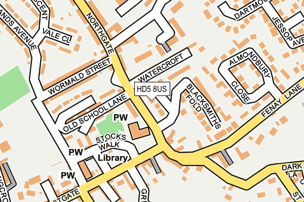 HD5 8US map - OS OpenMap – Local (Ordnance Survey)
