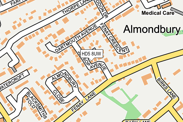 HD5 8UW map - OS OpenMap – Local (Ordnance Survey)