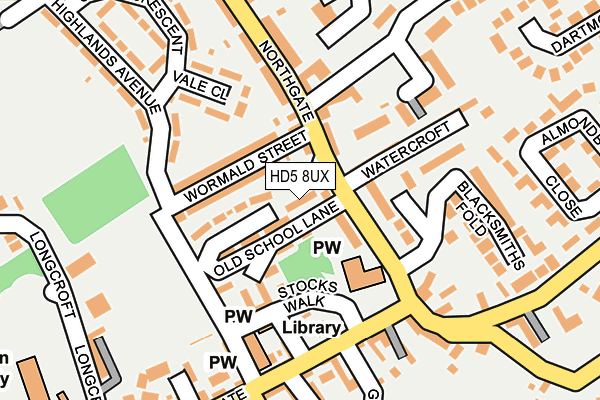 HD5 8UX map - OS OpenMap – Local (Ordnance Survey)