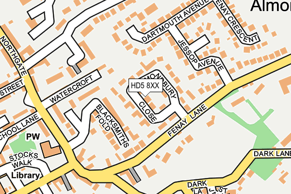 HD5 8XX map - OS OpenMap – Local (Ordnance Survey)