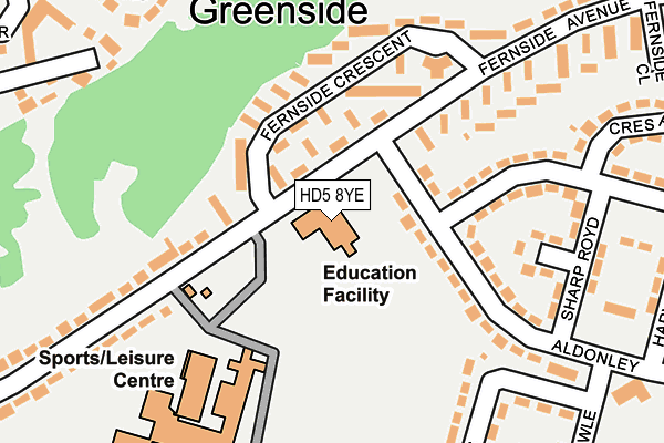 HD5 8YE map - OS OpenMap – Local (Ordnance Survey)