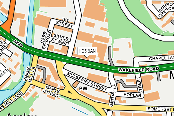 HD5 9AN map - OS OpenMap – Local (Ordnance Survey)