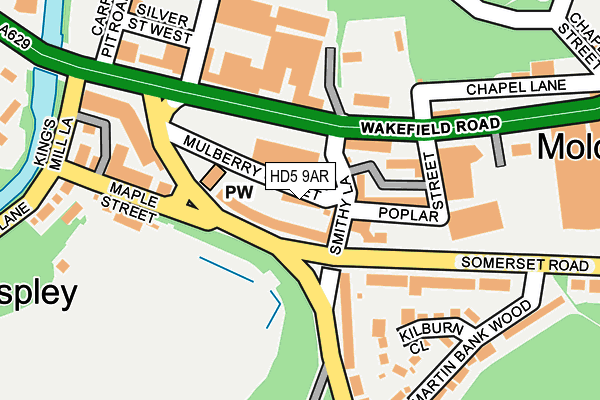 HD5 9AR map - OS OpenMap – Local (Ordnance Survey)