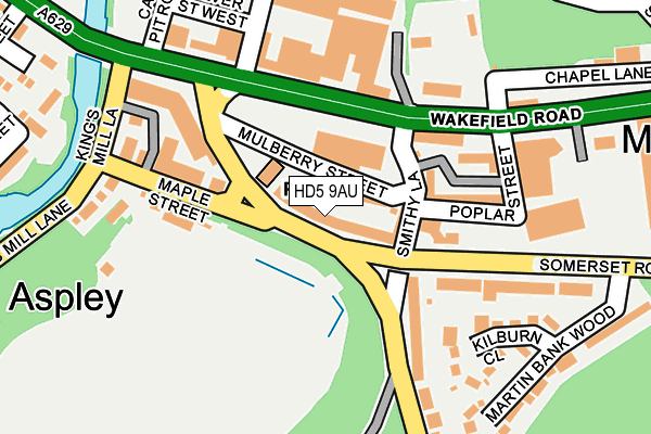 HD5 9AU map - OS OpenMap – Local (Ordnance Survey)