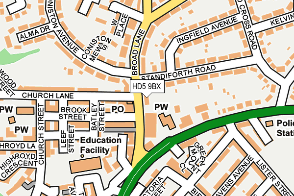 HD5 9BX map - OS OpenMap – Local (Ordnance Survey)