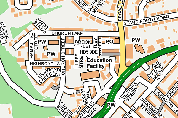 HD5 9DE map - OS OpenMap – Local (Ordnance Survey)