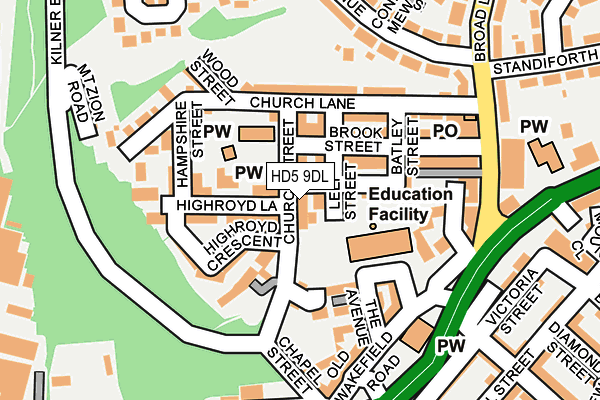 HD5 9DL map - OS OpenMap – Local (Ordnance Survey)