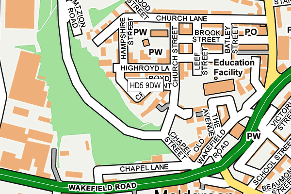HD5 9DW map - OS OpenMap – Local (Ordnance Survey)