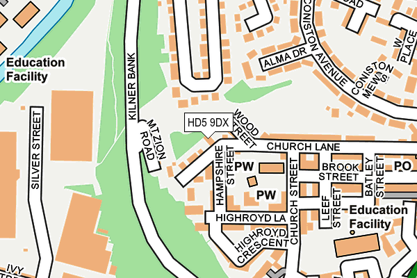 HD5 9DX map - OS OpenMap – Local (Ordnance Survey)