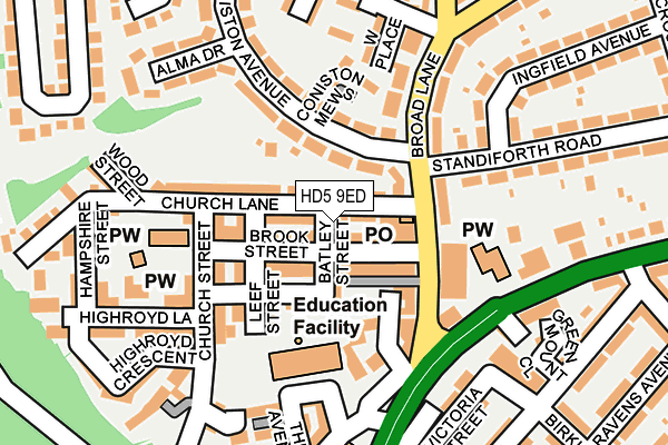 HD5 9ED map - OS OpenMap – Local (Ordnance Survey)