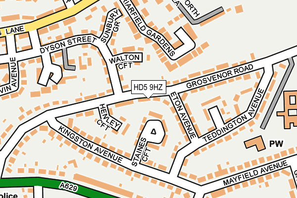 HD5 9HZ map - OS OpenMap – Local (Ordnance Survey)