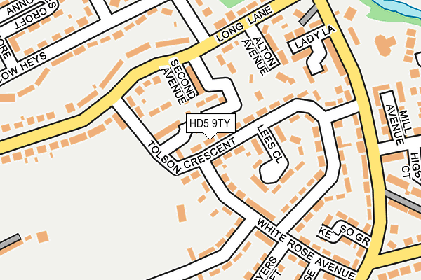 HD5 9TY map - OS OpenMap – Local (Ordnance Survey)