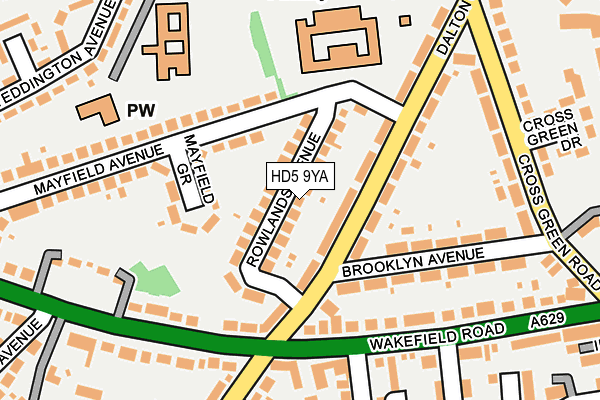 HD5 9YA map - OS OpenMap – Local (Ordnance Survey)