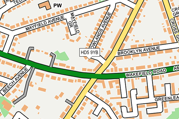 HD5 9YB map - OS OpenMap – Local (Ordnance Survey)