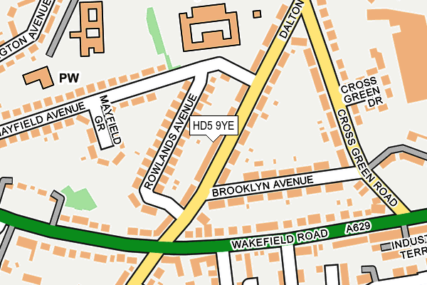 HD5 9YE map - OS OpenMap – Local (Ordnance Survey)