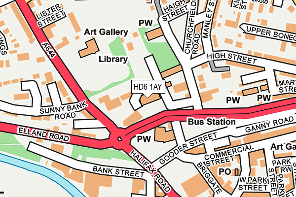 HD6 1AY map - OS OpenMap – Local (Ordnance Survey)