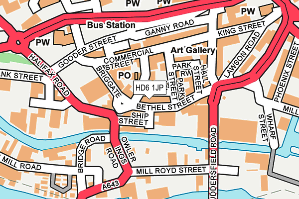 HD6 1JP map - OS OpenMap – Local (Ordnance Survey)