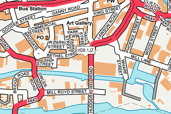 HD6 1JZ map - OS OpenMap – Local (Ordnance Survey)