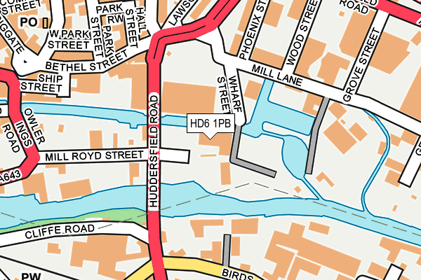 HD6 1PB map - OS OpenMap – Local (Ordnance Survey)