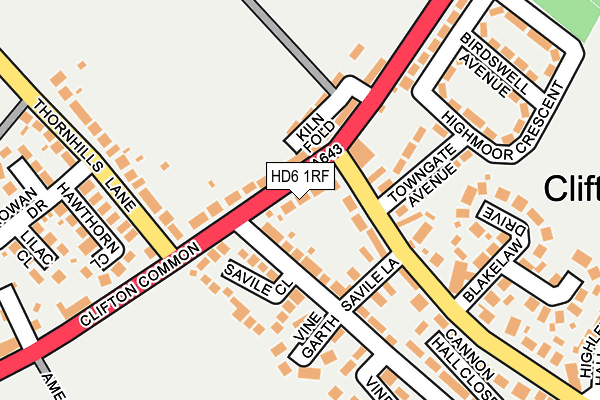 HD6 1RF map - OS OpenMap – Local (Ordnance Survey)