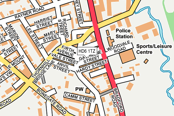 HD6 1TZ map - OS OpenMap – Local (Ordnance Survey)
