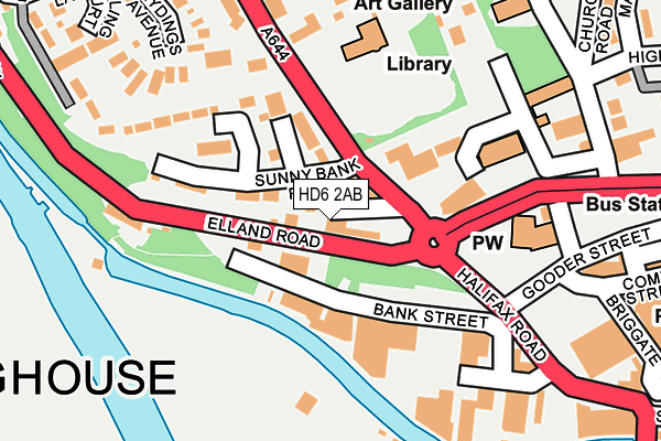 HD6 2AB map - OS OpenMap – Local (Ordnance Survey)