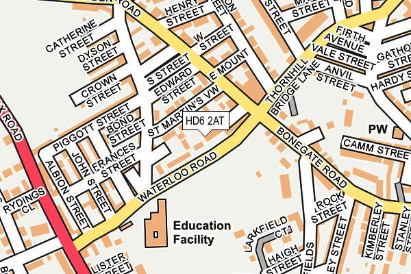 HD6 2AT map - OS OpenMap – Local (Ordnance Survey)