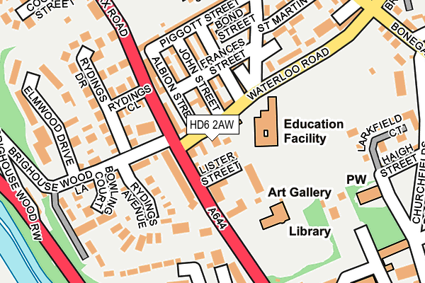 HD6 2AW map - OS OpenMap – Local (Ordnance Survey)