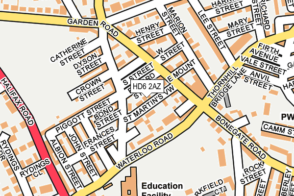 HD6 2AZ map - OS OpenMap – Local (Ordnance Survey)