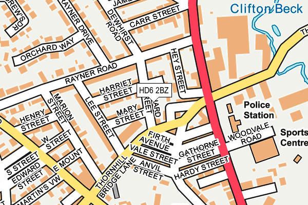 HD6 2BZ map - OS OpenMap – Local (Ordnance Survey)