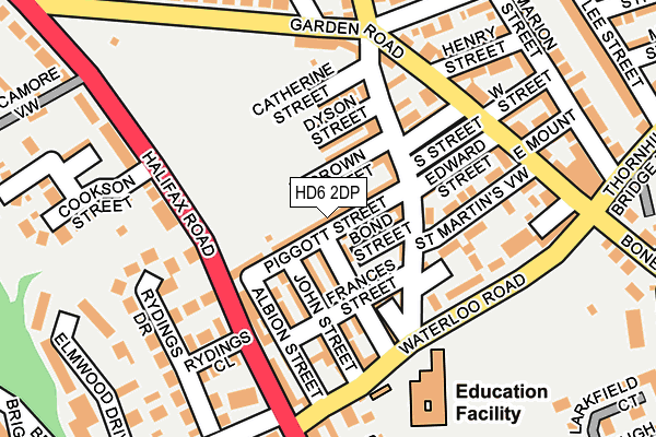 HD6 2DP map - OS OpenMap – Local (Ordnance Survey)