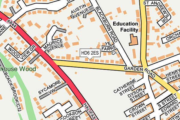 HD6 2ES map - OS OpenMap – Local (Ordnance Survey)