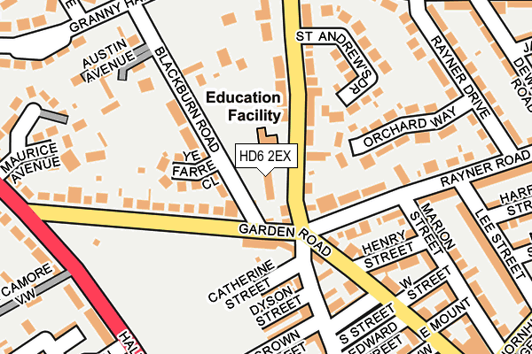 HD6 2EX map - OS OpenMap – Local (Ordnance Survey)