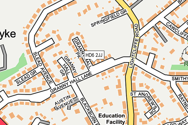 HD6 2JJ map - OS OpenMap – Local (Ordnance Survey)