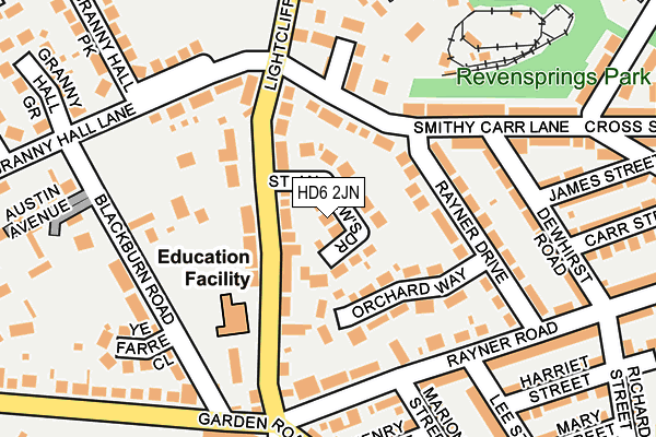 HD6 2JN map - OS OpenMap – Local (Ordnance Survey)