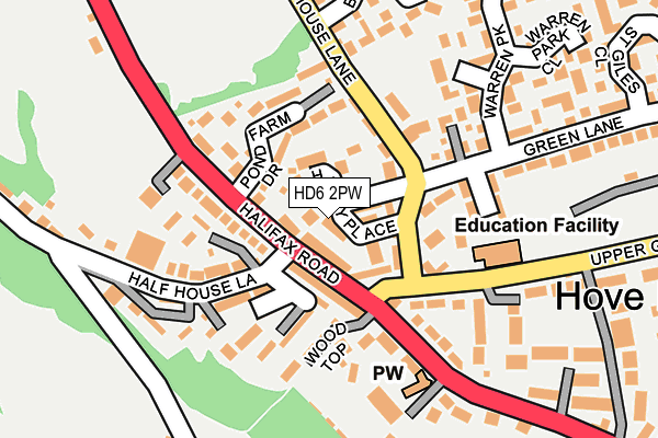 HD6 2PW map - OS OpenMap – Local (Ordnance Survey)
